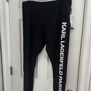 Karl Lagerfeld Black Leggings with White Logo